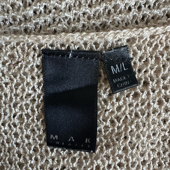 Women’s Cardigan MAK Sweater Beige Knit Duster Open Front Cardigan Cover Top - Picture 4 of 5